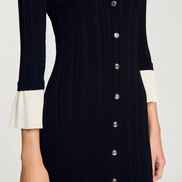 Sandro Two Tone Knit Maxi Dress - Picture 3 of 15